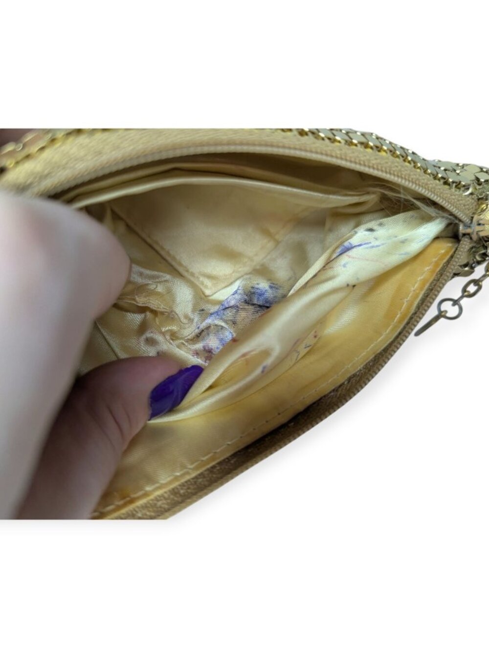 Joan Bari Gold Metallic Mesh Crossbody Evening Bag w/Zipper Closure - Picture 7 of 13